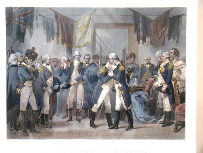 A fine hand colored engraving entitled "Washington's Farewell to His Officers" published in 1866